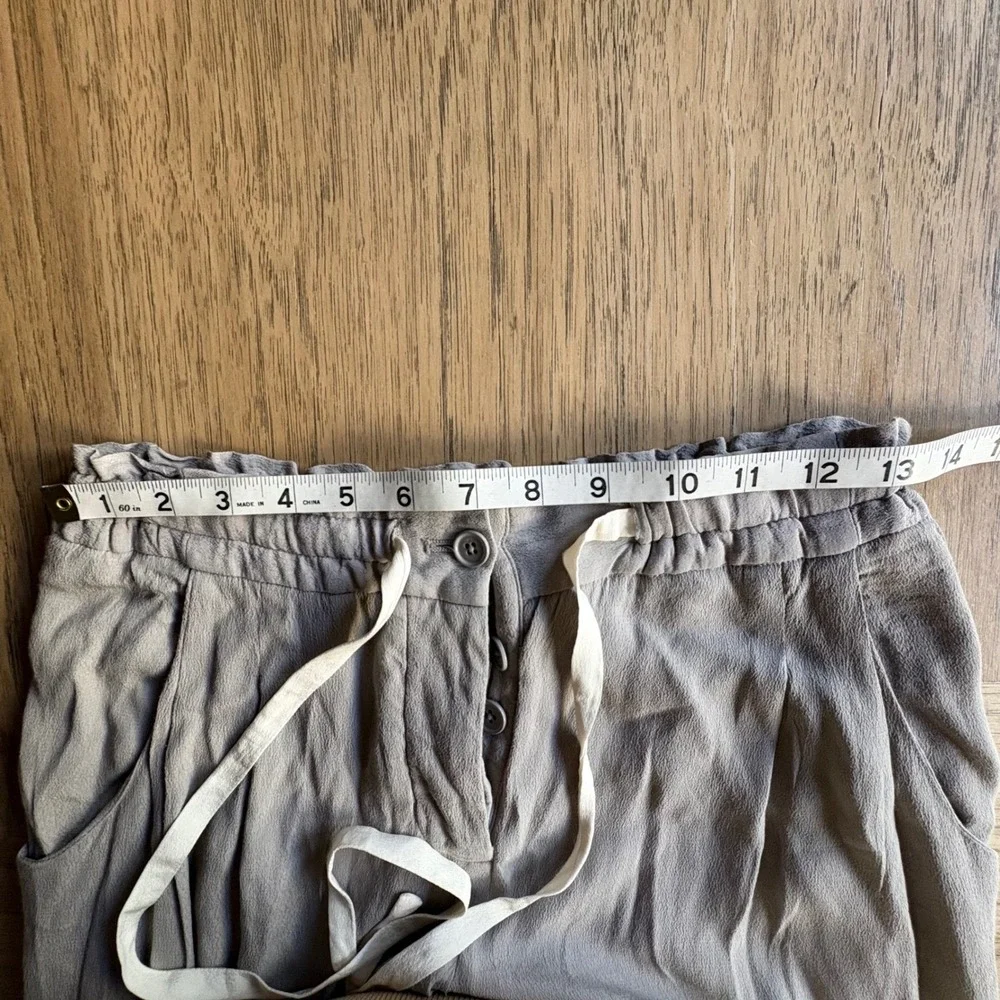 $128 Wilfred Aritzia Allant Linen Blend Pants Grey XXS Paperbag Waist Drawstring